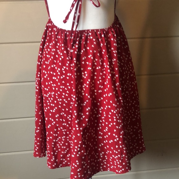 Confetti Heart Print Crisscross Tie Backless Cami Summer Dress Size Small - Picture 8 of 9